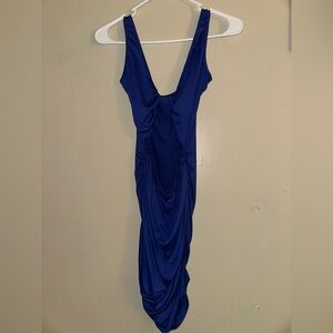 Elegant Blue Draped Dress